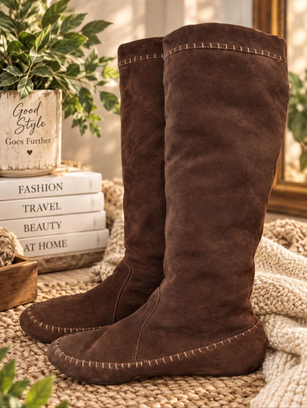 Envy Brown Suede Warrior Tall Boots – Size 7 – Good